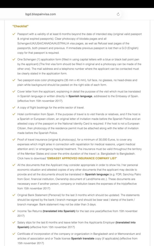 complete-documents-for-applying-spain-visa-from-Bangladesh