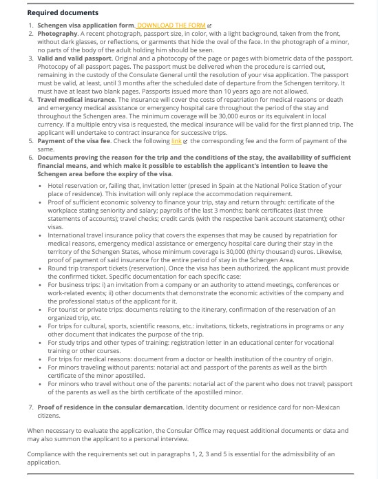 documents-needed-for-submit-spanish-visa-application-from-mexico