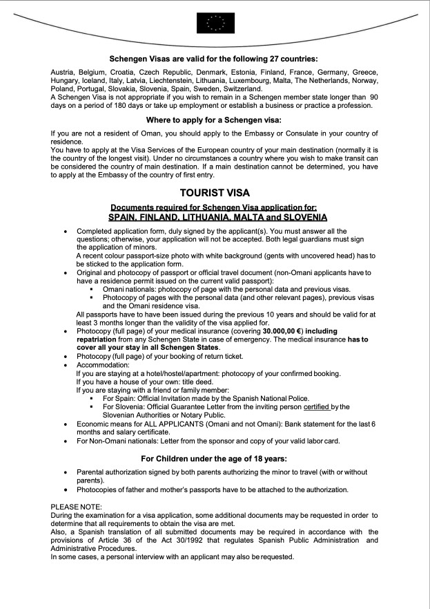 documents-requirement-for-spanish-visa-from-oman