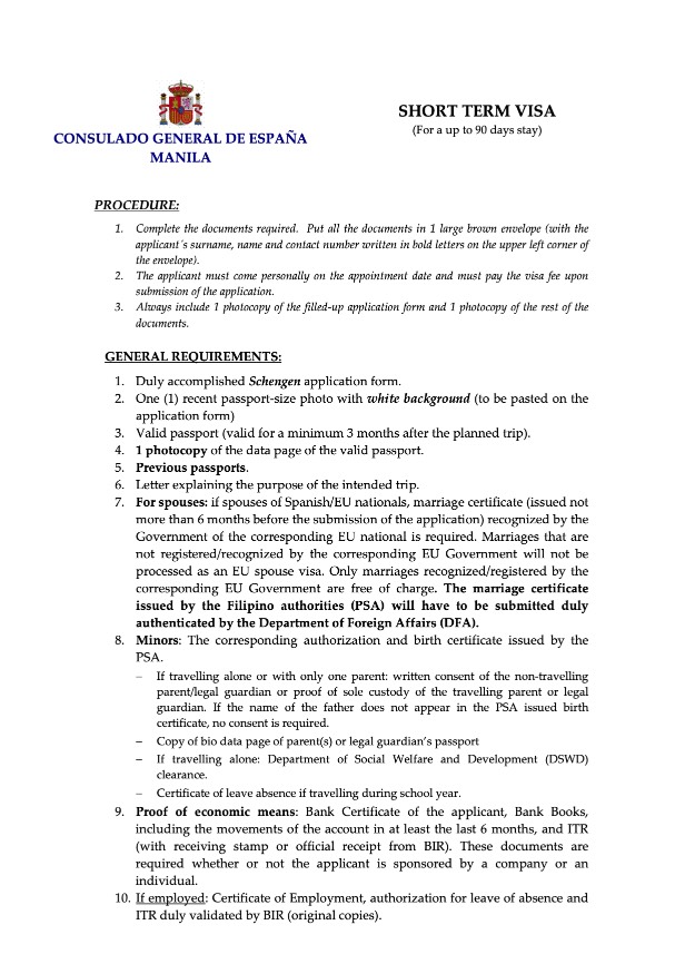 important-documents-for-applying-spain-visa-from-philippines