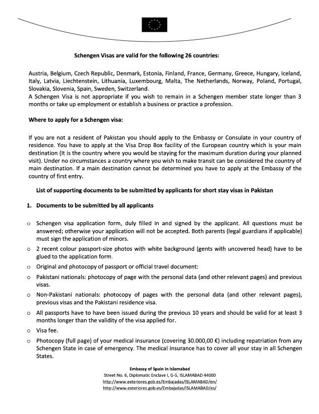 required-documents-for-apply-spanish-schengen-visa-from-pakistan