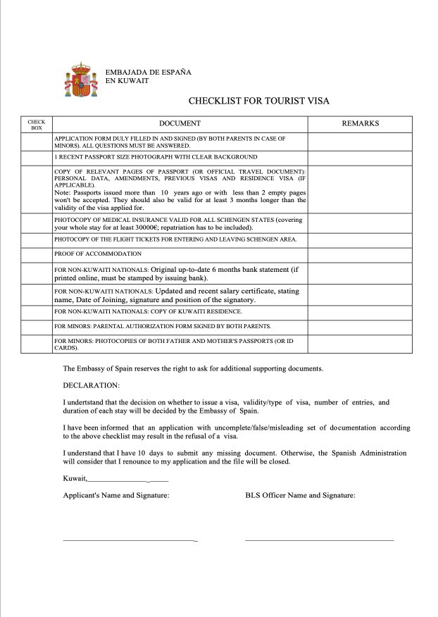 required-documents-list-for-spanish-visa-from-kuwait