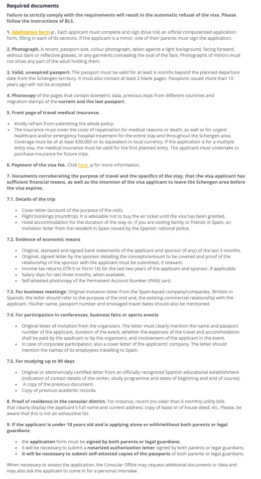 spanish-visa-required-documents-list-for-india