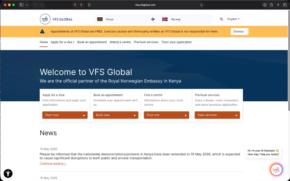 VFSGLOBAL-for-applying-noway-visa-from-kenya